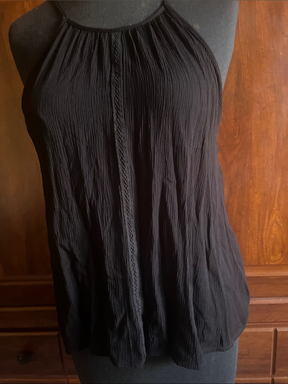 Hippie Rose Black Pleated Halter Camisole